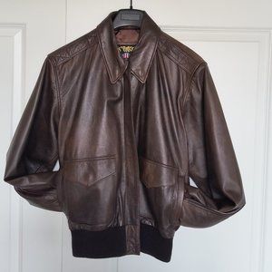 US Wings Women's Brown Lambskin Bomber Jacket Modern A-2 Size L